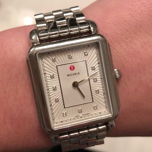 Deco II Michele watch with diamond detail